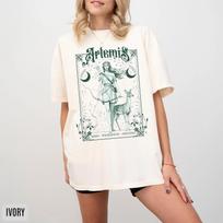 Artemis Goddess T Shirt Greek Mythology Divine Feminine Moon And Wilderness Vintage Versatile Stylish Casual Slightly XL white