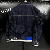 Mens Washed Denim Jacket Deep Blue Loose Fit Casual Shirt Collar Outerwear 3XL tamsiai mėlyna spalva