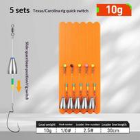 5Pcs/Lot Texas Rig Set For Bass Fishing Carolina Rig Kit Fishing Tackle Fishhooks Carp Fishing Hair Rigs Ready Made Bait A4 orange