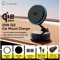 Qi2.2 25W belaidis įkroviklis, aušinantis, magnetinis automobilinis telefono laikiklis, 360° pasukamas, greitas įkrovimas, skirtas iPhone 17 16 15 Pro Max, stovas Upgrade Set black