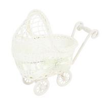 Multicolor Trolley Cart Storage Basket Weave Pattern Oval Shape Flower Basket Photo Props Bowknot Organization Basket žalia