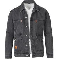 Men Loose Plus Size Multi Pocket Denim Workwear Casual Jacket 5XL pilka