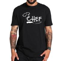 Chef T shirt Cook Tee cap kitchen knife Epicure Clothes High Quality O-neck Tops Cotton Restau XS black
