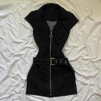 Y2K Slim Fit Denim Mini Dress Women High Waist Sleeveless Retro Chic Streetwear Small white