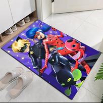 Miraculous Tales of Ladybug Cat Noir Printed Carpet, for Office Chair Living Room Bedroom Kitchen Room Decor Gifts. 40cmx60cm blue