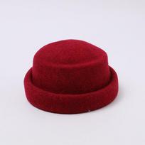 French vintage-style wool rolled-edge top hat, concave-top beret, autumn/winter solid color, fashionable elegant pillbox hat hat circumference 58cm adjustable raudona