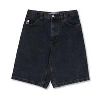 Mens Relaxed Fit Denim Shorts With Embroidered Hip-Hop Detail Mid-Rise Straight Cut Light Wash Cotton Blend XXL gray