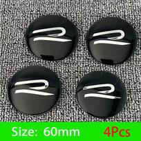 Car R Emblem Wheel Center Hub Cap Sticker Accessories For Volkswagen VW R-line GTI Polo Golf Touareg Passat Magotan Tiguan  gc7 Jetta 1Set(4Pcs) gray