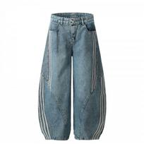 Mens Relaxed Fit Straight Leg Denim Jeans Water Washed Vintage Style Fall Casual Streetwear Large mėlyna