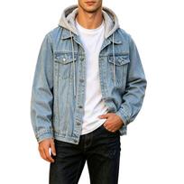 Men's Color Denim Hooded Jacket for Winter Casual Wear XL šviesiai mėlyna spalva