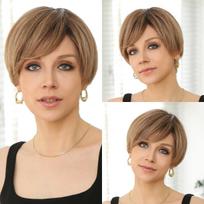HAIRCUBE Moteriški perukai žmonių plaukams su kirpčiukais Nėriniai Priekiniai Perukai Pixie Cut Perukas Šviesūs Natūralūs Trumpi Perukai Sluoksniuoti banguoti beige