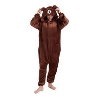 Rudos meškos Cosplay kostiumas suaugusiems Kigurumi vientisa pižama animacinių filmų marškinėliai Helovinui viso kūno drabužiai L ruda