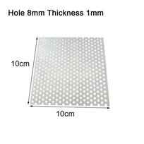 304 nerūdijančio plieno perforuotas tinklelis, 1 mm storio filtro ekrano plokštė, sūkuriniai kanalizacijos dangčiai Metaliniai kanalizacijos dangčiai augalų grotelių apsauginis kilimėlis Hole 8mm THK 1mm 10*10cm white