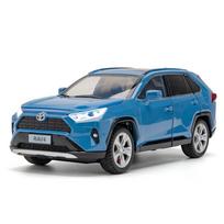 1/24 Toyotas RAV4 SUV lydinio automobilio modelis, liejiniai metaliniai žaisliniai automobiliai, automobilių modeliai, garso ir šviesos modeliavimo kolekcija, dovana vaikams mėlyna