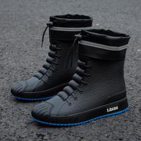 Atsparūs vandeniui lietaus batai vyrams Guminiai batai žvejybai vyras galoshes PVC kulkšnies vandens batai, vyriški darbo saugos batai Botas De Lluvia 45 black