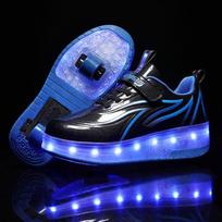 Dviračiai Vaikams LED Šviečiantys Ritinio Batai Vaikams Berniukams Mergaitėms Šviečiantys Sportbačiai Riedlentė USB Įkrovimas 33(insole 21cm)