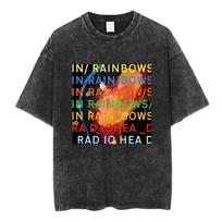 „Radiohead“ roko grupės skalbti medvilniniai marškinėliai vyrams ir moterims hiphopo muzikos marškinėliai madingi trumpomis rankovėmis marškinėliai vasariniai negabaritiniai marškinėliai viršūnės M black