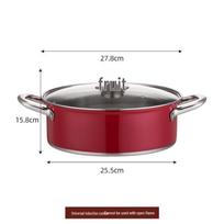 28cm Red Hot Start Stainless Steel Double-Layer Steaming and Cooking Pot for Induction Cookers - Universal Deepened Style Hot Pot. 28cm gray