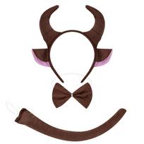 Patogus audinys Jaučio rago plaukų lankelis galvos papuošalas vakarėliui Cosplay kostiumas galvos apdangalas vaidmenų žaidimo renginiui ir kasdieniam dėvėjimui H beige