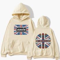 O-Oasis Grafiniai gobtuvai Britų roko grupės Vintažiniai gobtuviniai marškinėliai Vyriški Moteriški Hip Hopo Mada Ilgomis Rankovėmis Per dydį Megztinis M beige