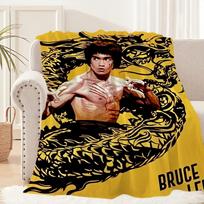 Kung fu B-Bruce L-Lee Antklodė Pliušinis Miego Sofos kilimėlis Svetainei Šiltam Biurui Miegamajam Gimtadieniui Namams Kelionei Vaikų Dovanos 30x40in brown