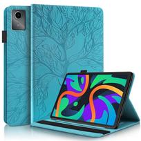 Planšetinio kompiuterio dėklas Lenovo Idea Tab 11 dėklui tb336fu Reljefinis medelis Atverčiamas piniginės dėklas su stoveliu Funda Xiaoxin Pad 11 2025 dėklui tb335fc Idea Tab 11 tb336fu mėlyna
