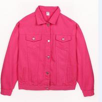 Pink Spring New Colorful Denim Jacket Women's Short Sleeve Korean Style Loose BF Long Sleeve Jacket Oversized Casual Top 4XL raudona