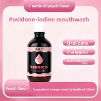 Povidono jodo burnos skalavimo skystis gali pašalinti blogą burnos kvapą ir palikti ilgalaikį kvapą burnoje Peach flavor pink
