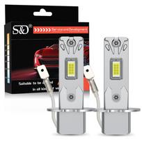 2 vnt. 22000LM H1 H3 LED žibintų lemputės Mini Canbus H1 LED lempa 40W CSP automobilio priekiniams žibintams be ventiliatoriaus DRL šviesos automatiniai diodiniai rūko žibintai 12V 6500K balta H3 gray