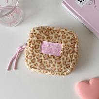 Retro leopardinio rašto pliušinis mažas kvadratinis krepšys Nešiojama higieninių servetėlių laikymo krepšys mergaitėms Studentų menstruacijų krepšys Mažas kosmetikos krepšys brown