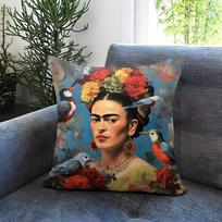 F-Frida K-Kahlo Tapyba Menas Pagalvės užvalkalas Patogus Dvipusis Pagalvės užvalkalas Idealiai tinka Automobiliui Sofa Miegamajam ir kt. 45cmx45cm gray