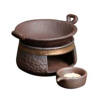 Keraminis arbatos šildytuvas, žvakės šildymo krosnelė su puodo laikikliu, aromaterapijos difuzorius arbatos šildymui, kvapo išleidimui, namų biuro, meditacijos dekoras gray