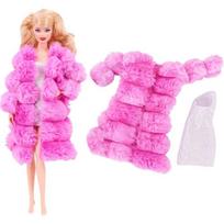 Girl Doll Clothes 3PcsPlush Coat Jacket+ Dress Skirt/ Pants Clothing for 30cm Doll Clothes Doll Accessories Girl`s Toy pink