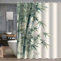Elegantiška dušo užuolaida su bambuko raštu, aukštos kokybės poliesteris, meniško dizaino, skalbiama megzta tekstūra, komplekte kabliukai, vonios kambario dekoracija W180xH180cm gray