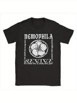 Men's Nemophila Revive Gothic T-Shirt - Minimalist Black & White Bold Print Tee with Circular Emblem XXXL white