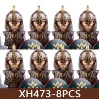 8 vnt. Viduramžių pilies kareivių figūrėlės Statybiniai blokeliai Karinis Romos imperijos Riterių sargybinis Sunkioji kavalerija Pėstininkas Karių kaladėlės Žaislas Berniukui gray