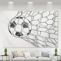 Futbolo vartų tinklo gobelenas, vienpusis spaudinys, audinio sienų dekoras svetainei, miegamajam, vyriškam kampeliui, energingas, sportiškas, futbolo gerbėjams 74x94cm(29x37in) white