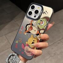 Tigro Pūkučio Meškiuko Vini telefono dėklas, skirtas iPhone 17 Air 16 16e 15 14 Plus 13 12 11 Pro Max X Xs XR 8, spalvotas sidabrinis kietas dėklas iPhone XR