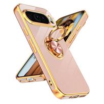 Prabangus dengtas žiedo laikiklio dėklas Google Pixel 9 10 Pro XL 8A 7A 7 8 9 Pro, skirtas magnetiniam laikikliui, silikoninis šarvuotas dangtelis For Googl  7Pro beige
