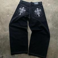 RogueWave Amerikietiško Gatvės Hip-hopo Punk Roko Mados Universalios Džinsinės Kelnes Vyrams Harajuku Y2K Laisvalaikio Gotikinės Tiesios Plačios Kelnes Moterims XXL black