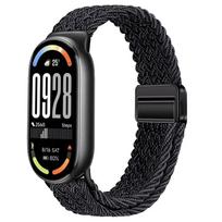 Nailono kilpinė apyrankė Xiaomi Mi Band 10 dirželiui Pintas apyrankės kvėpuojantis riešo dirželis XiaoMi Band 8 9 10 NFC Magnetinis užsegimas Diržas For Mi Band 10 black