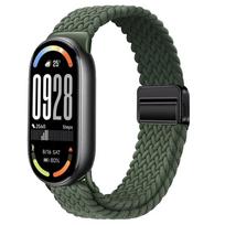 Nailono kilpinė apyrankė Xiaomi Mi Band 10 dirželiui Pintas apyrankės kvėpuojantis riešo dirželis XiaoMi Band 8 9 10 NFC Magnetinis užsegimas Diržas For Mi Band 8 armijos žalia spalva