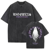 Vintažiniai skalbti roko grupės Bad Omens grafiniai marškinėliai vyriški Klasikiniai Punk Gothic trumpomis rankovėmis marškinėliai Medvilniniai marškinėliai Streetwear L gray