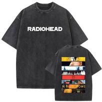 Skalbti Vintažiniai Roko Grupės Radiohead in Rainbows Tour Marškinėliai Vyrams Moterims Retro Laisvalaikio Medvilniniai Marškinėliai Vyriški Gotikiniai Gatvės Drabužiai S black