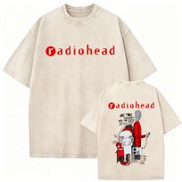 Skalbti Vintažiniai Roko Grupės Radiohead in Rainbows Tour Marškinėliai Vyrams Moterims Retro Laisvalaikio Medvilniniai Marškinėliai Vyriški Gotikiniai Gatvės Drabužiai M beige