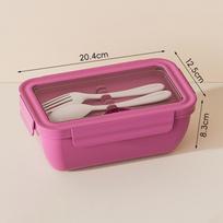 Microwave-Safe Bento Box With Leakproof Lid Dual Compartment Office Lunch Student Meal Prep Travel Wine Red with plastic fork chopsticks pink