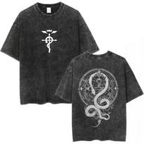 Game Bloodborne Men's and Women's Casual T-Shirt Printed Washed Old Casual Crew Neck Summer Cotton Short Sleeves 5XL black