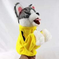 Husky Boxing Dog Plush Toy Doll Will Make Sound Hand Puppet 25cm gray