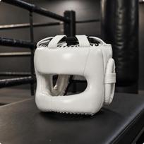 Face Boxing galvos apsauga su nosies apsauga, smūgių sugėrimu, suaugusiems, vaikams, varžyboms, White L