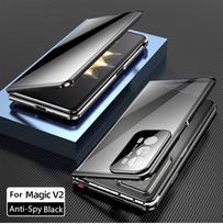 For Honor Magic V2 MagicV2 Anti-Spy HD 9H Dvigubo grūdinto stiklo apsauginis dangtelis Lydinio metalinis rėmelis Buferis Magnetinis atverčiamas dėklas For Magic V2